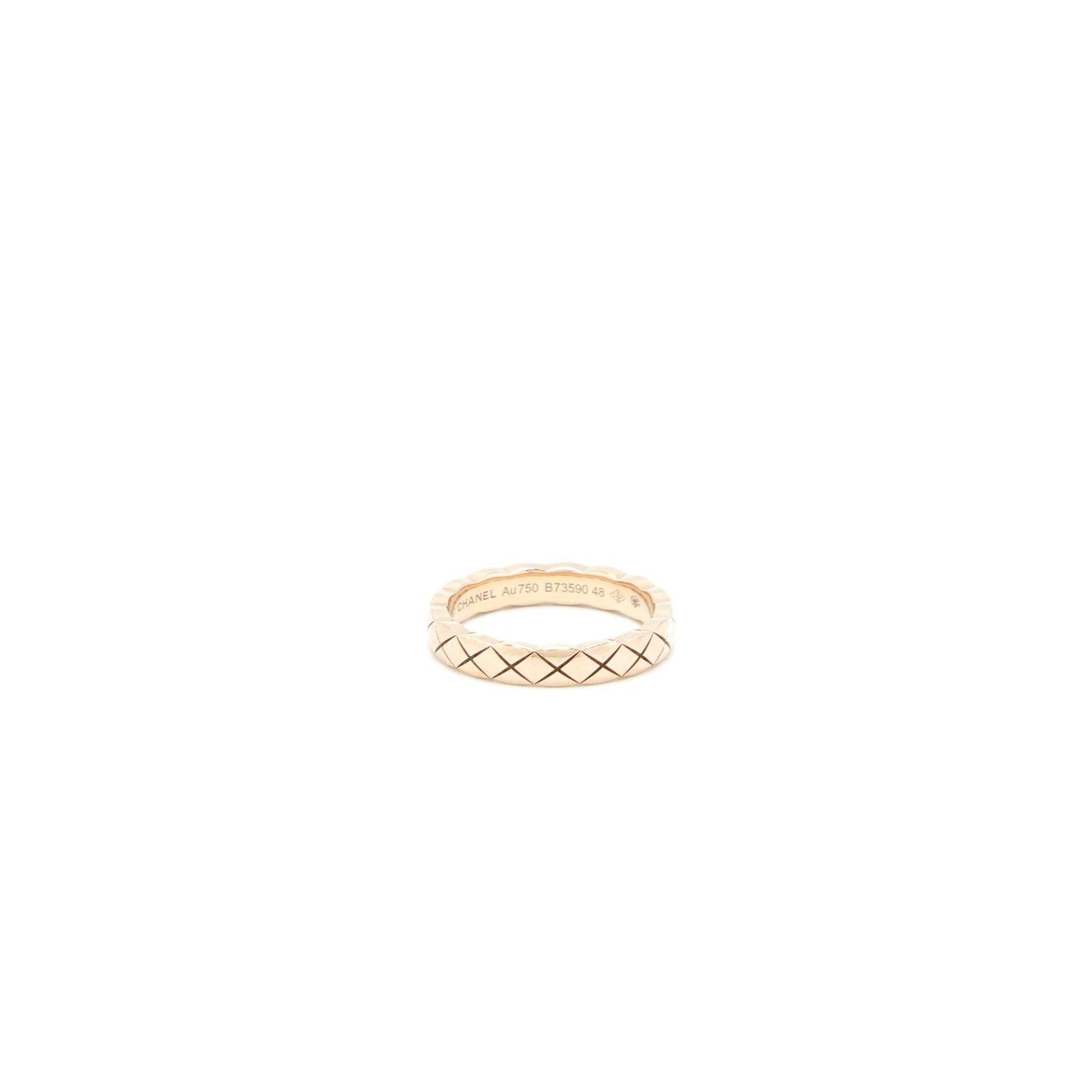 Chanel Size 48 Mini Version Coco Crush Ring Quilted Motif 18k Beige Gold