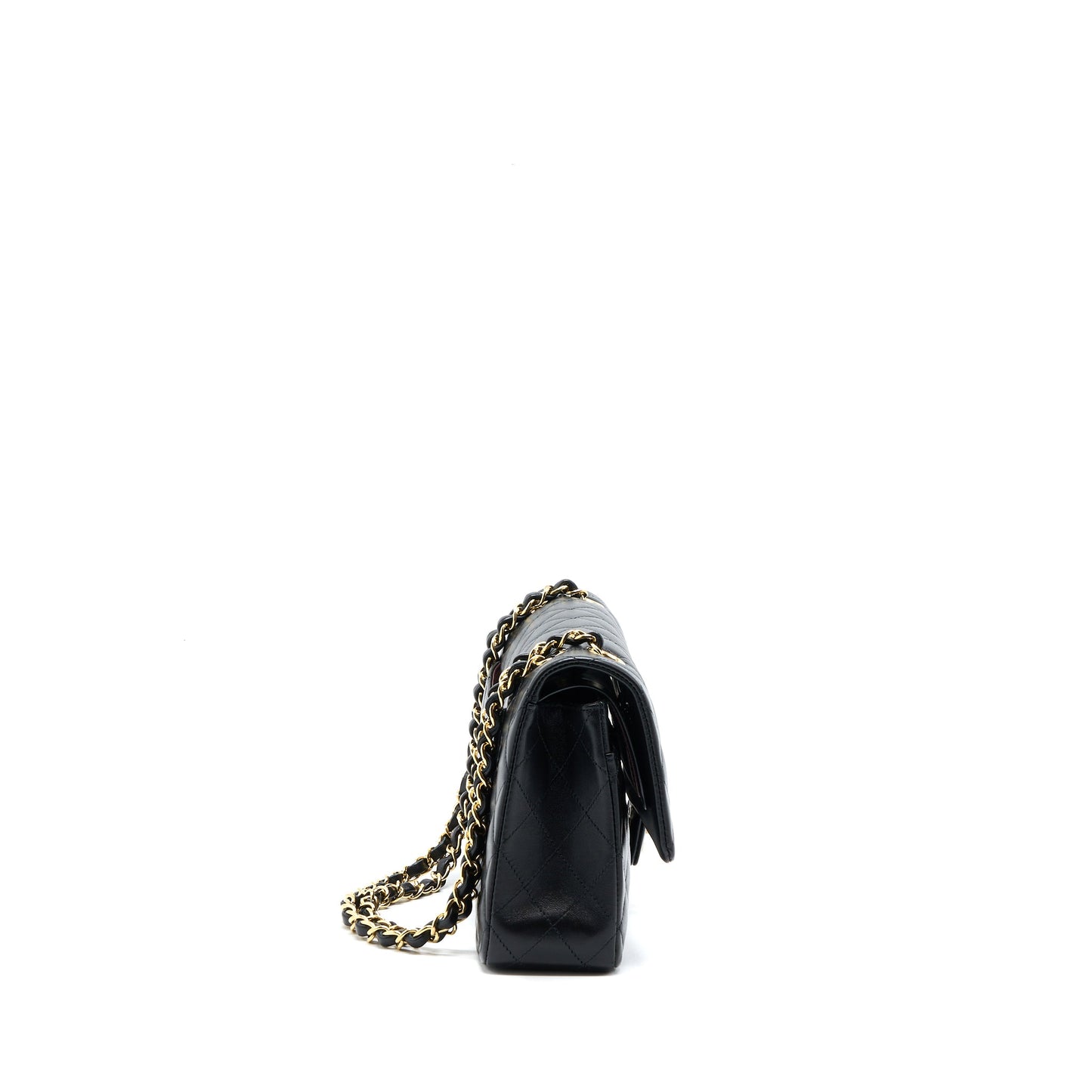 Chanel Medium Classic Double Flap Bag Lambskin Black LGHW (Microchip)