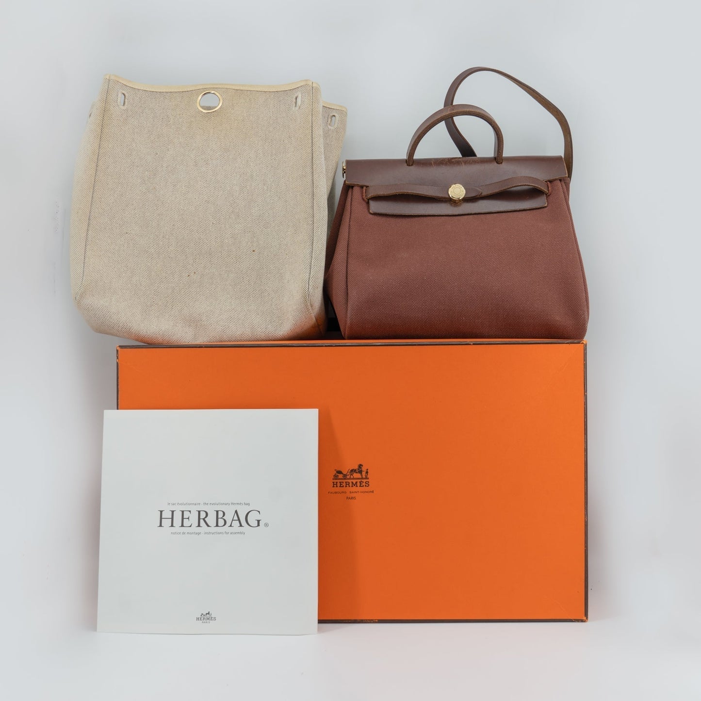 Luxury Hermes herbag ado pm 2way backpack