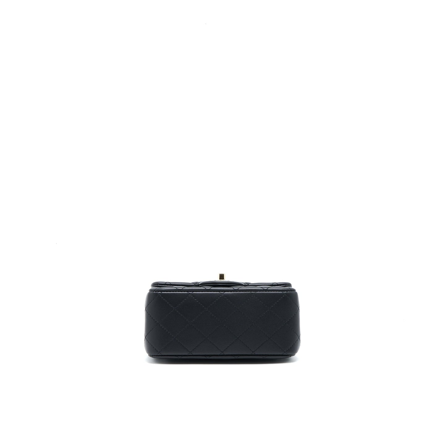Chanel 23C Pearl Crush Mini Square Flap Bag Lambskin Black LGHW (Microchip)