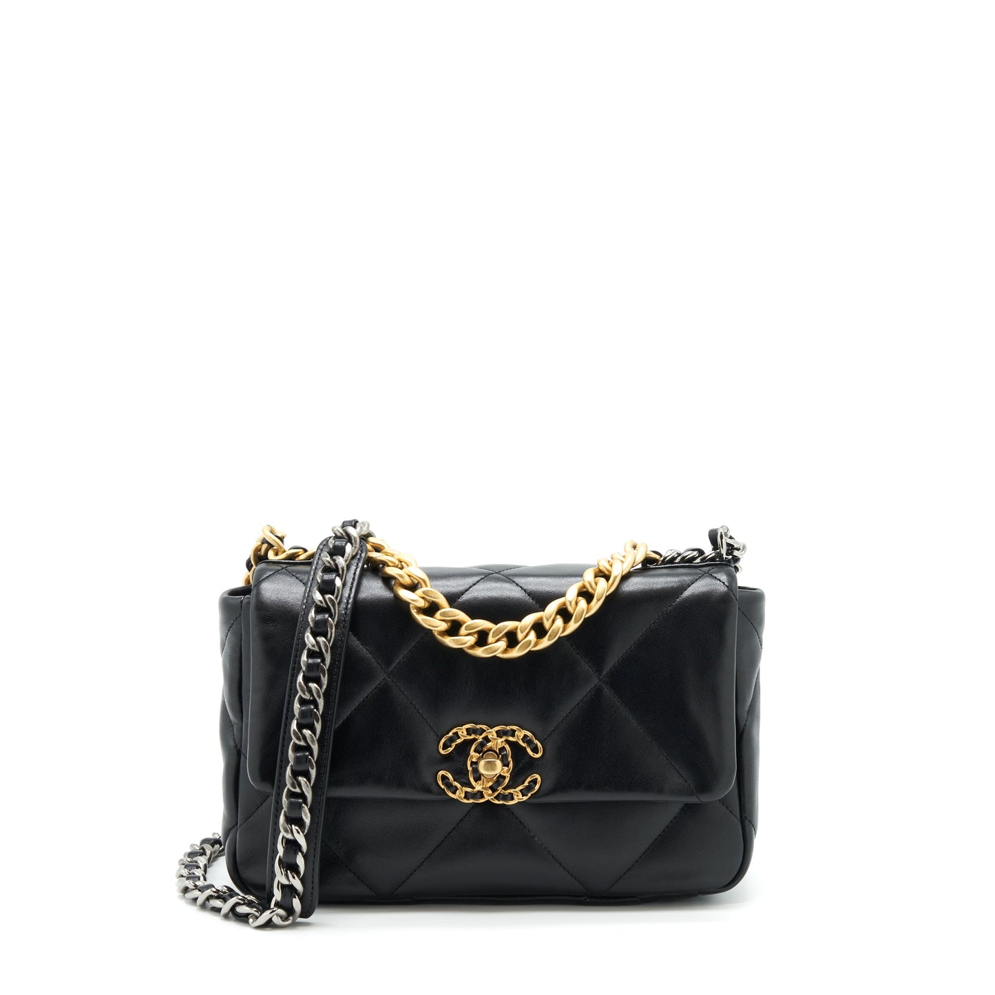 Chanel 19 Small Bag Lambskin Black Multicolour Hardware