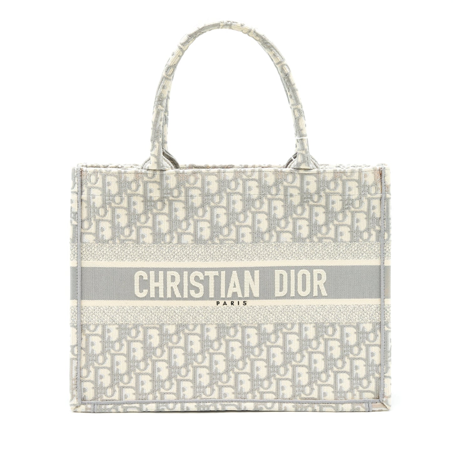 Luxury Dior Medium Book Tote Grey Oblique Embroidery