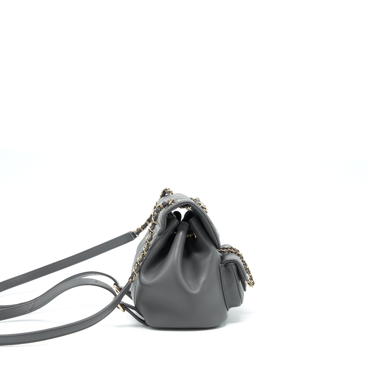 Chanel Mini Duma Backpack Lambskin Grey LGHW (Microchip)