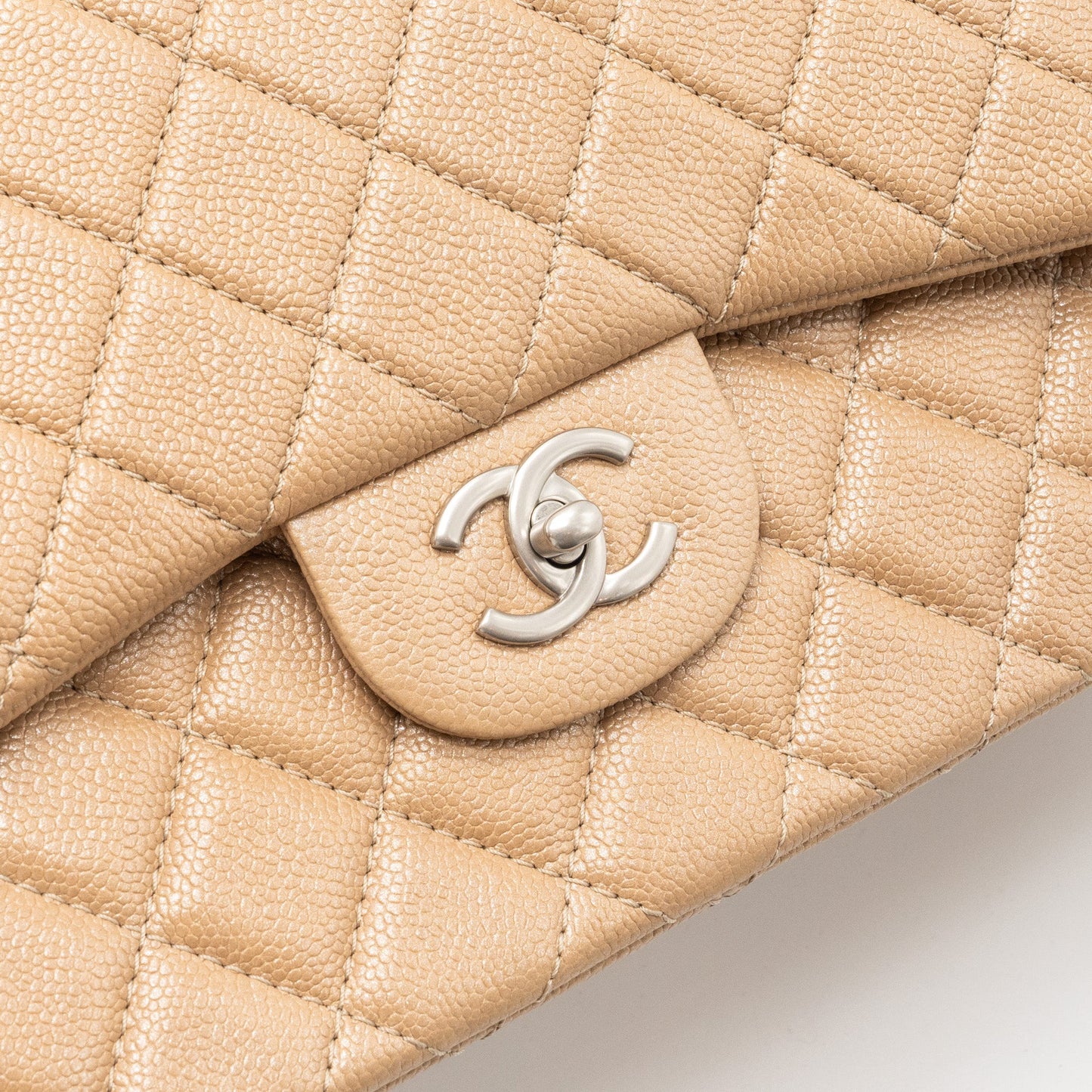 Chanel classic jumbo double flap bag caviar iridescent beige brushed SHW