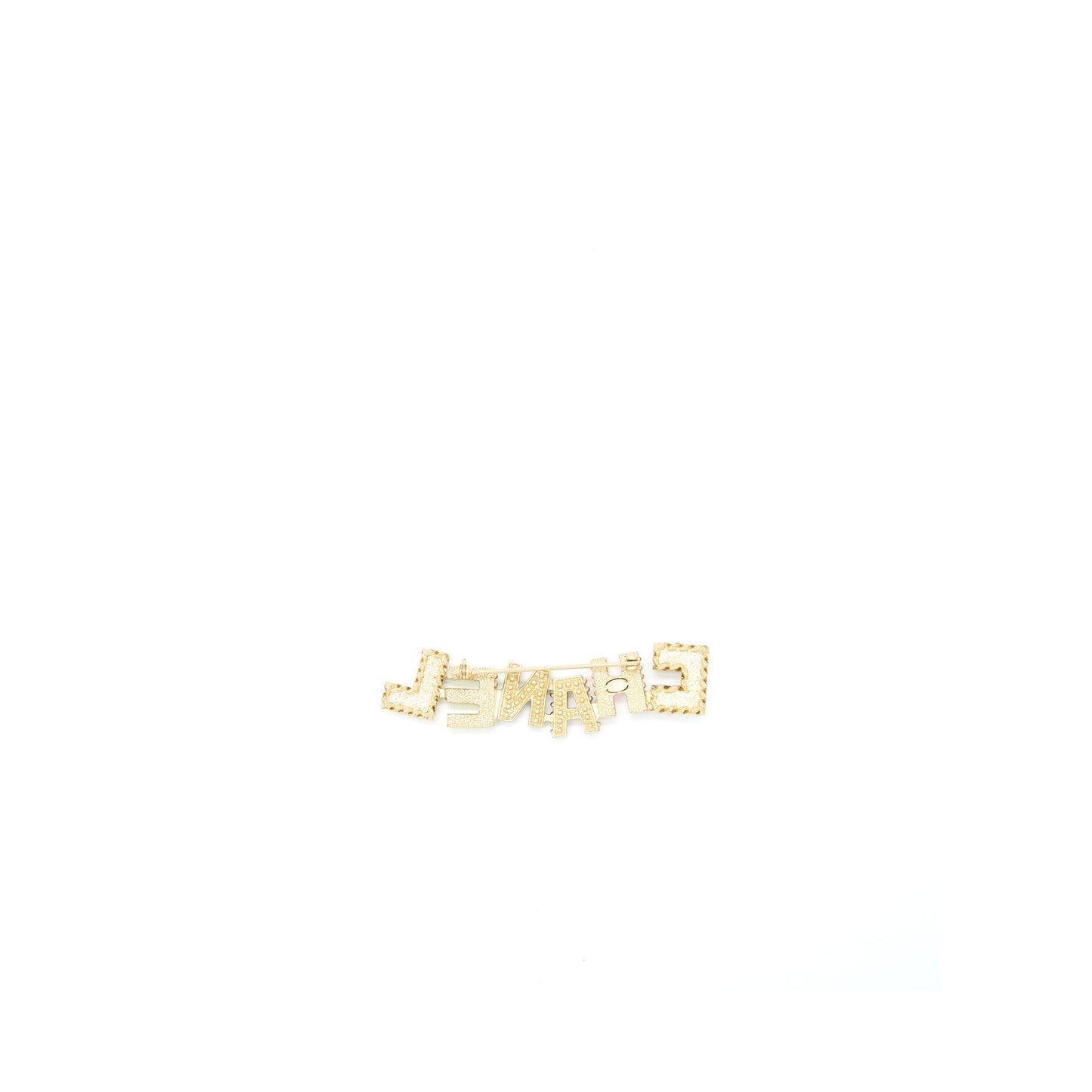 Chanel Letter Brooch Crystal/Pearl Multicolour Light Gold Tone