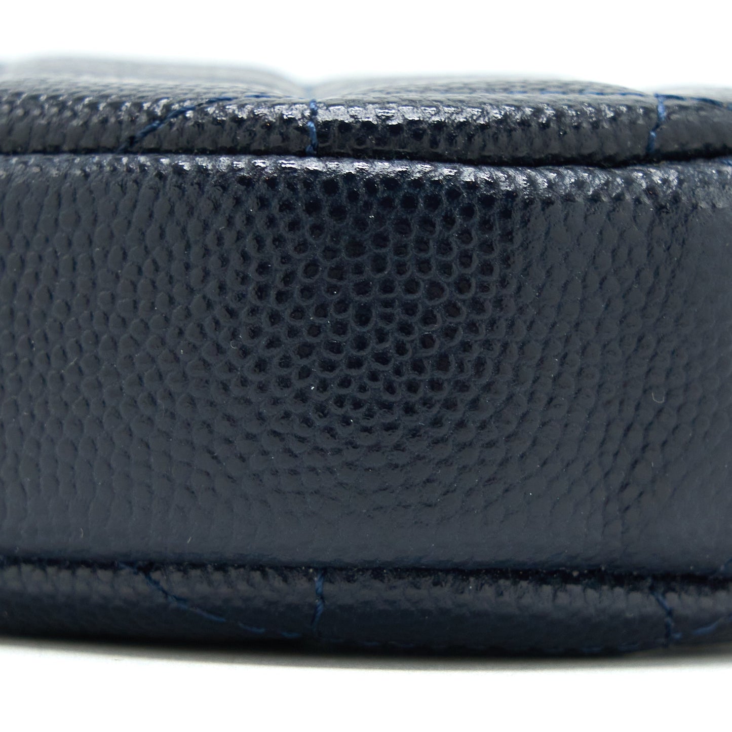 Chanel Mini Round Pouch Caviar Navy LGHW