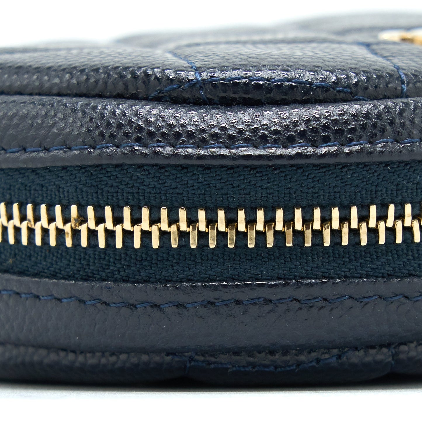 Chanel Mini Round Pouch Caviar Navy LGHW