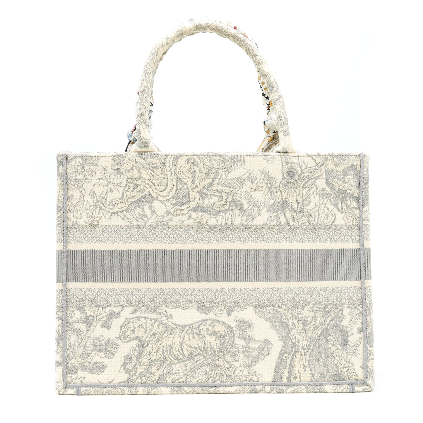 Luxury Dior Small Luxury Dior Book Tote Gray Toile de Jouy Embroidery an extra Luxury Dior twilly
