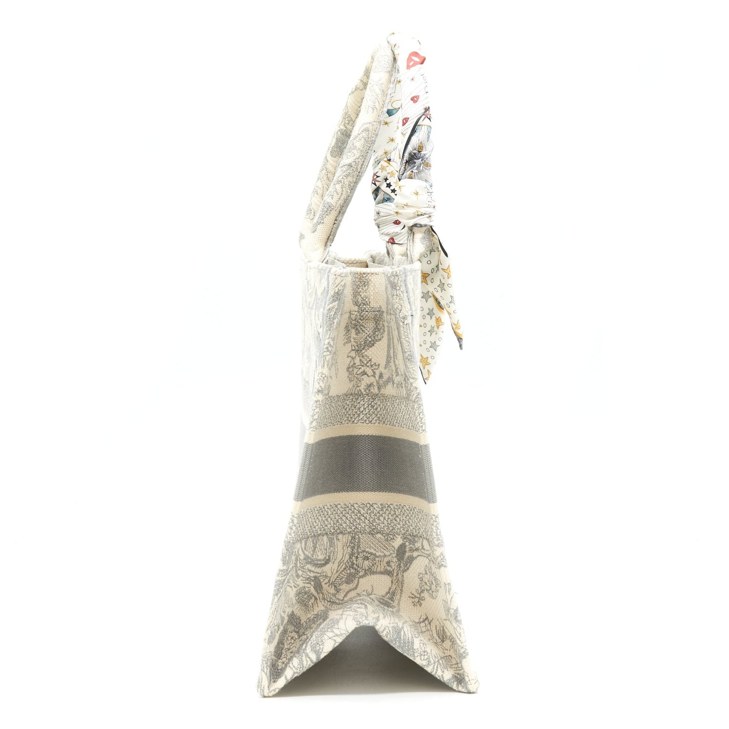 Luxury Dior Small Luxury Dior Book Tote Gray Toile de Jouy Embroidery an extra Luxury Dior twilly