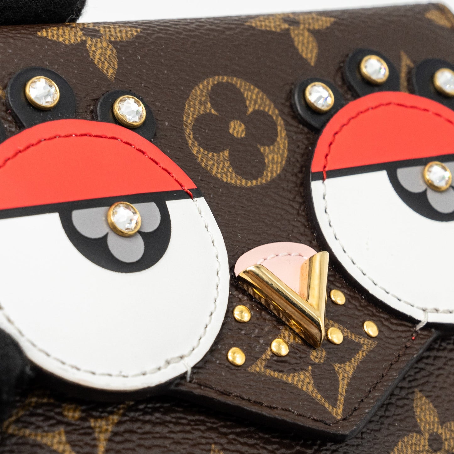 Louis Vuitton Porte foyle Victorine lovely bird compact wallet monogram canvas / red GHW