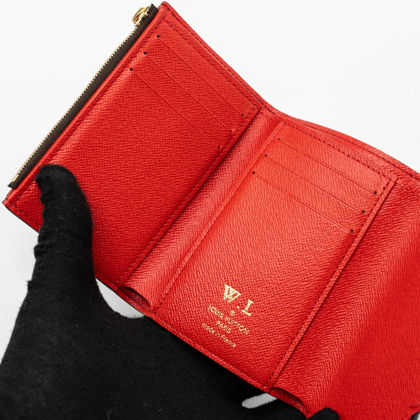 Louis Vuitton Porte foyle Victorine lovely bird compact wallet monogram canvas / red GHW