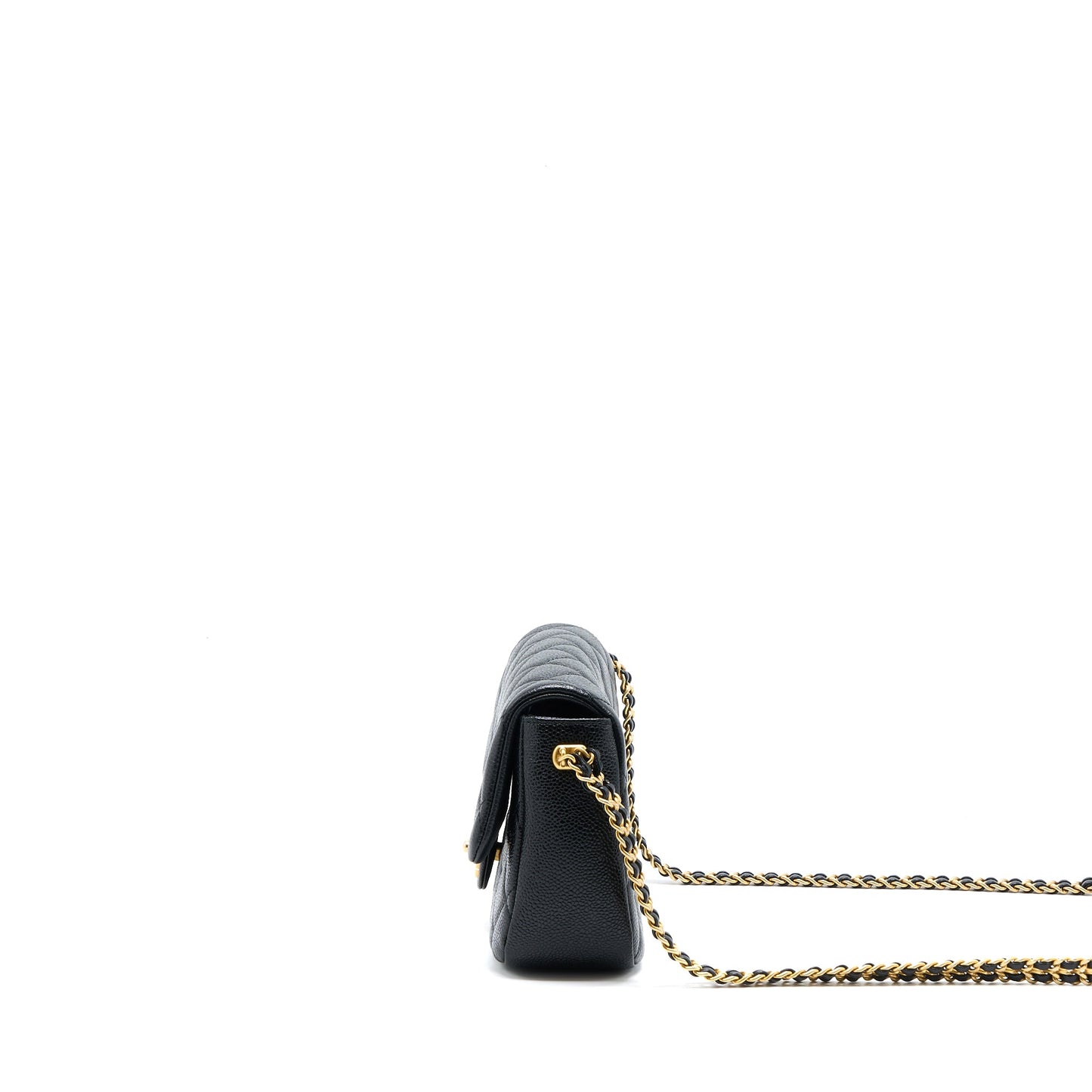Chanel Quilted Flap Bag with Double Chain Caviar Black Brushed GHW (Microchip)