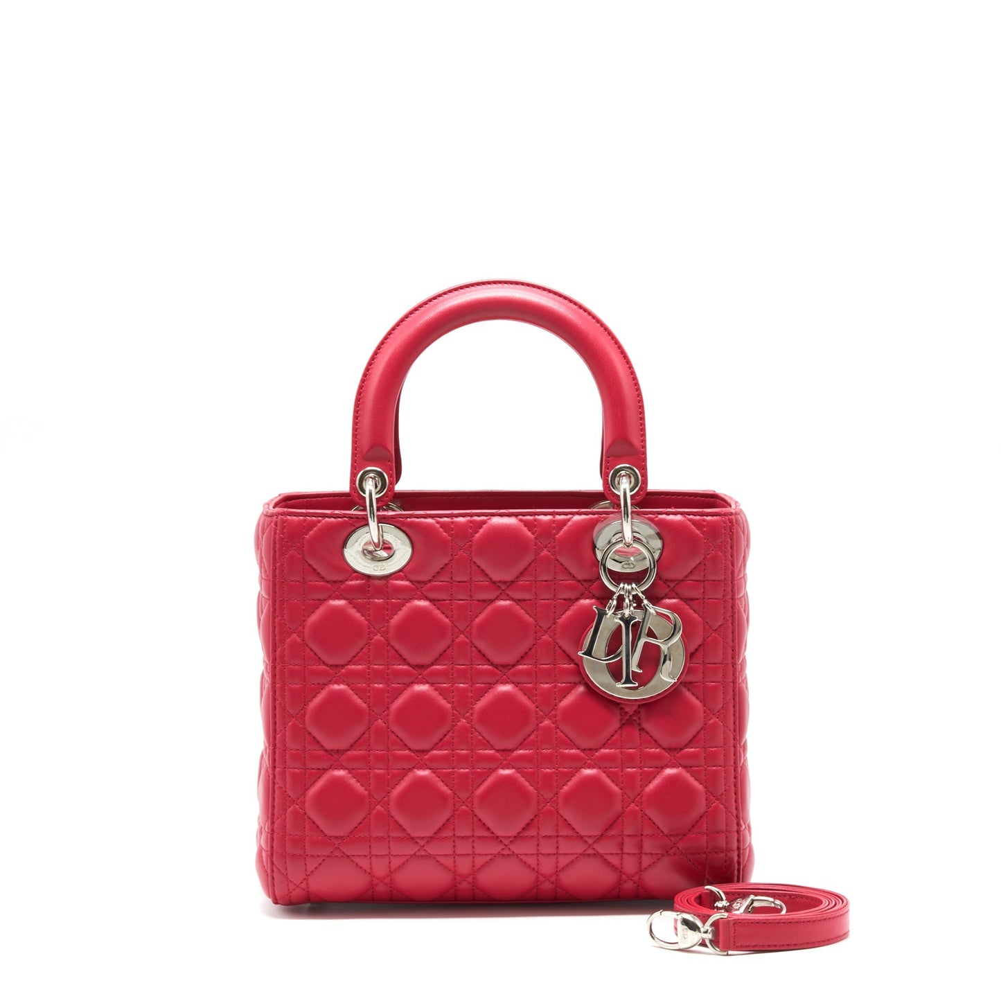 Luxury Dior Medium Lady Luxury Dior Lambskin Pink SHW