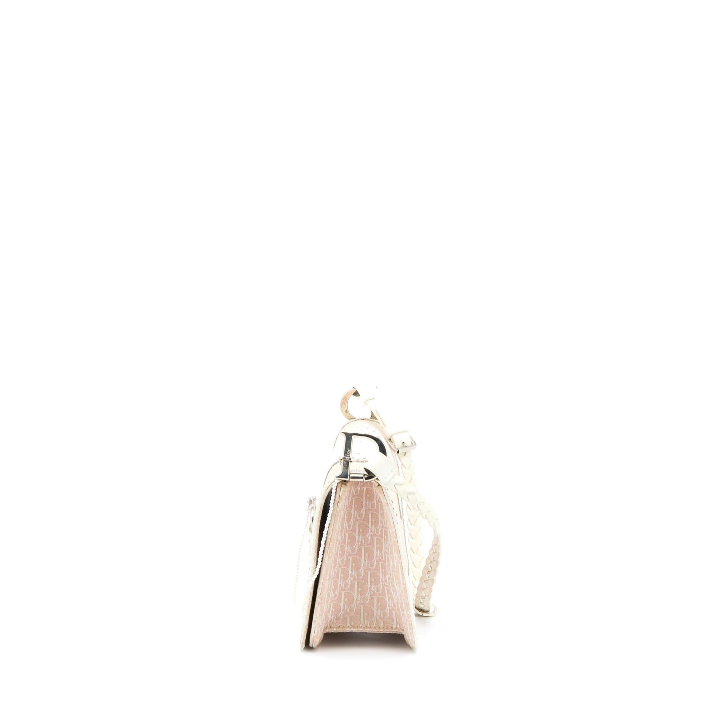 Luxury Dior Pink Logo Monogram Lace Handbag Pearl D Strap Charm SHW
