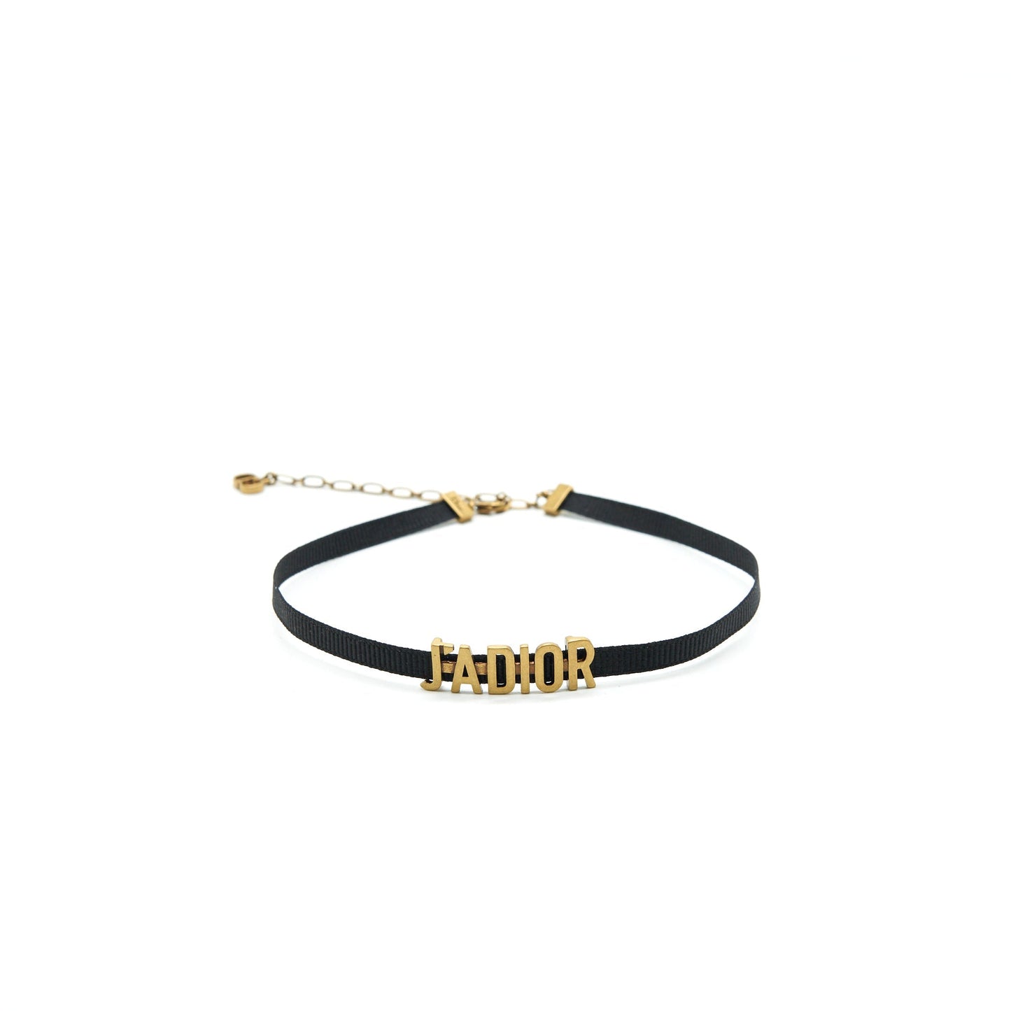 Luxury Dior J’ALuxury Dior Choker Antique Gold finish Metal and Black Grosgrain Ribbon