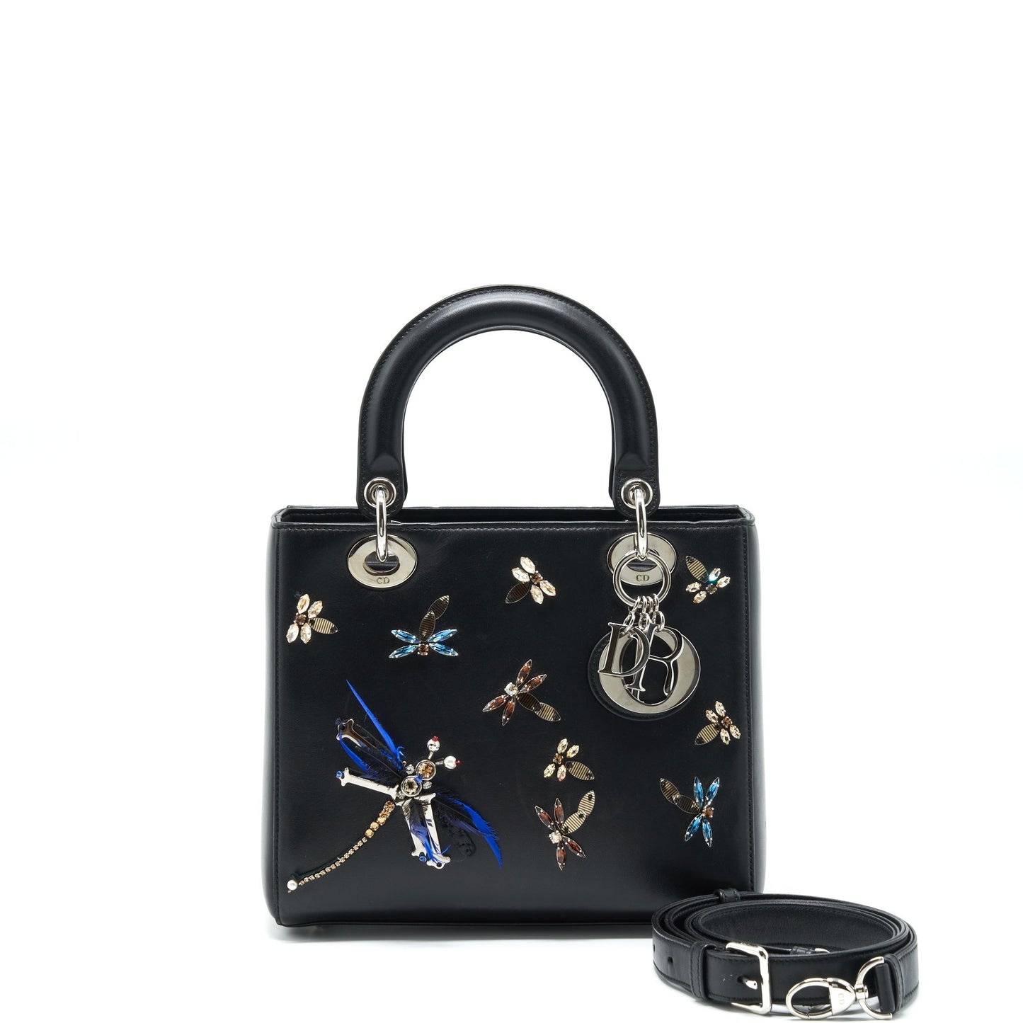 Luxury Dior Medium Lady Luxury Dior Limited Edition Lambskin Black/Multicolor SHW