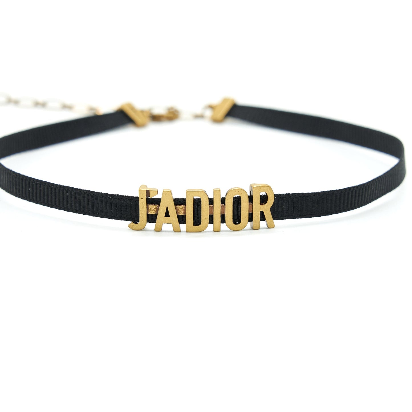 Luxury Dior J’ALuxury Dior Choker Antique Gold finish Metal and Black Grosgrain Ribbon