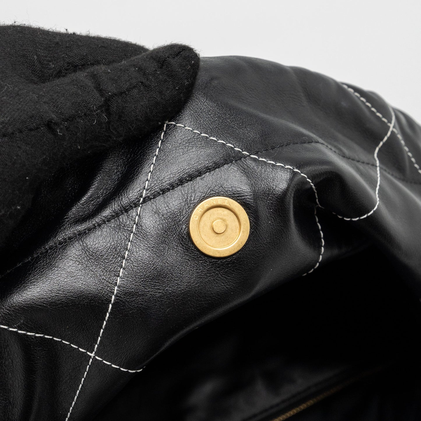 Chanel small 22 bag calfskin with white Stitching black GHW (microchip)