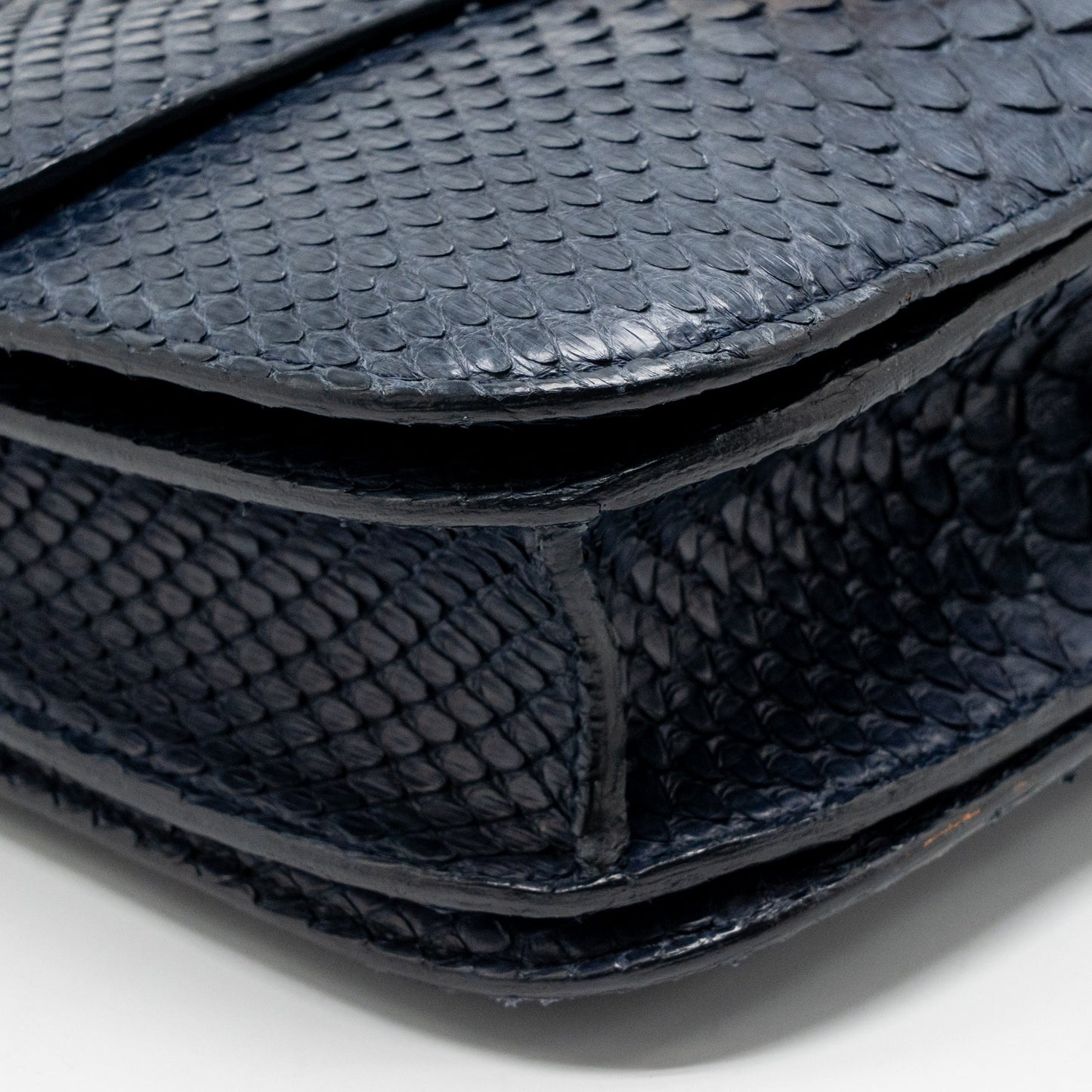 Celine medium classic box bag python navy GHW