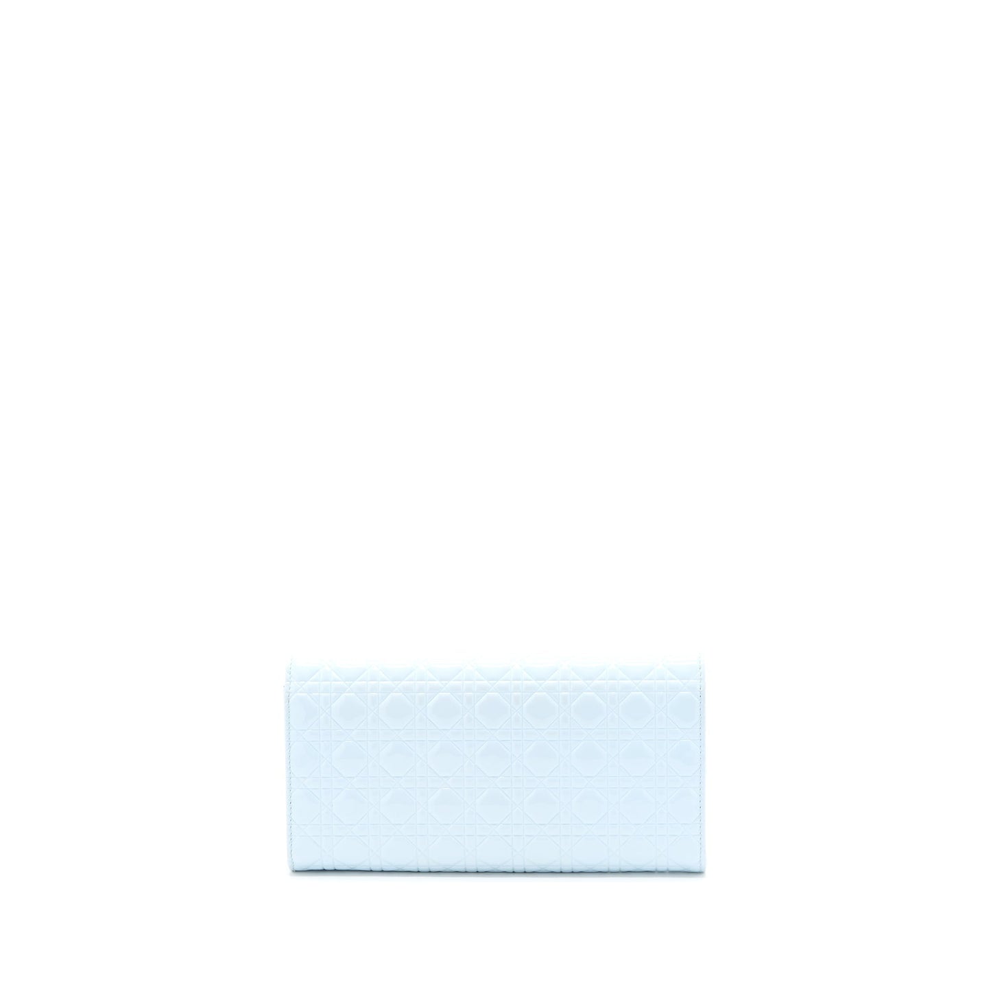 Luxury Dior Flap Wallet with Chain Patent Light Blue with Blue Hardware