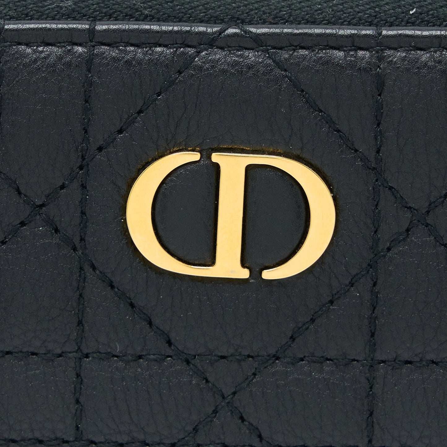 Luxury Dior Caro Detachable Card Holder Cannage Supple Calfskin Black GHW