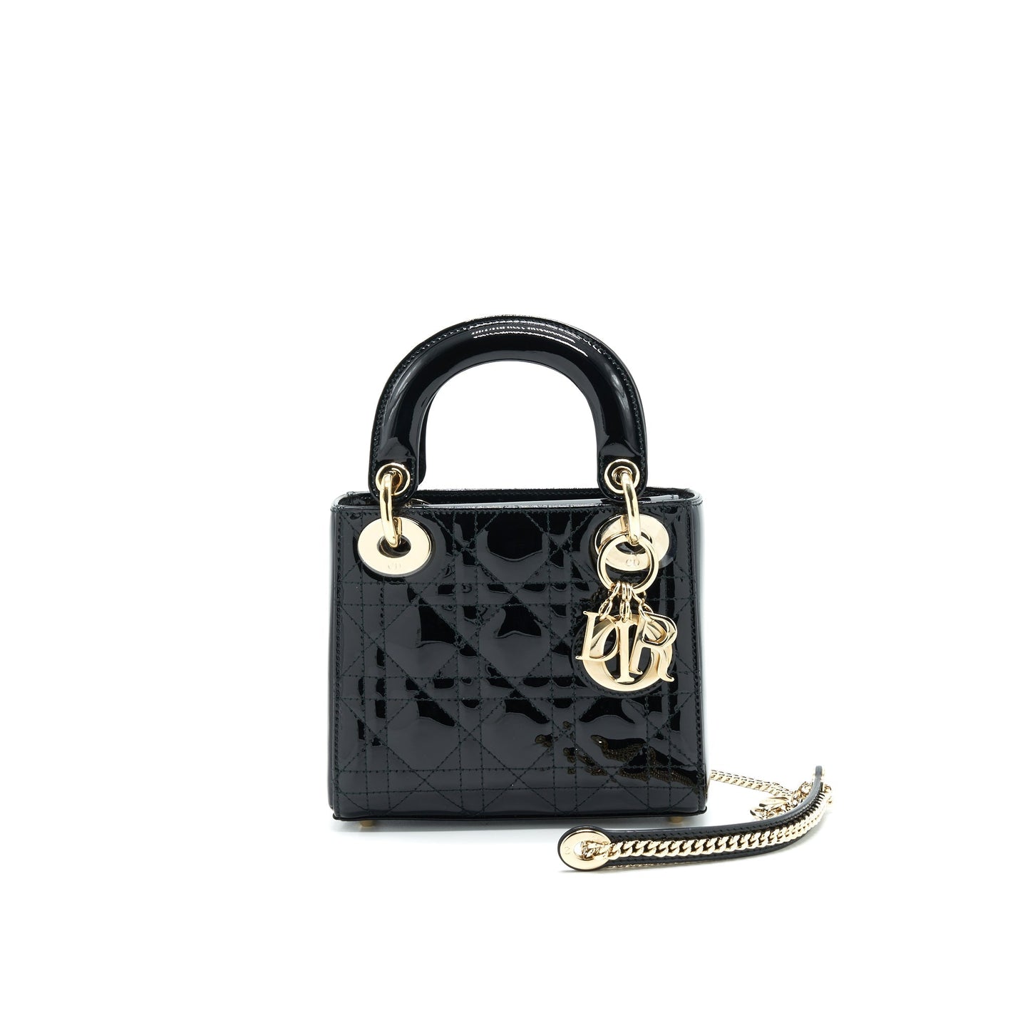 Luxury Dior Mini Lady Luxury Dior Patent Leather Black with GHW