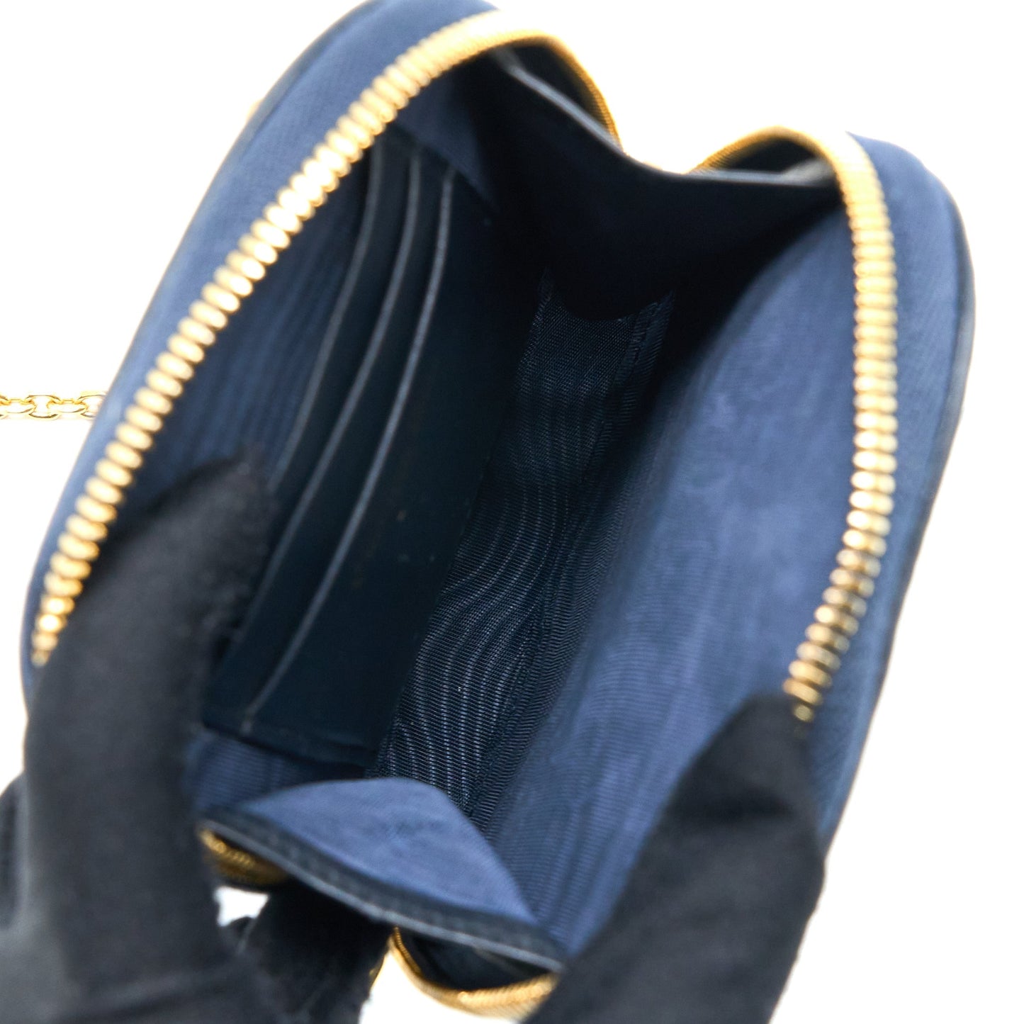 Luxury Dior Montaigne Phone Holder Oblique Jacquard Canvas Blue GHW