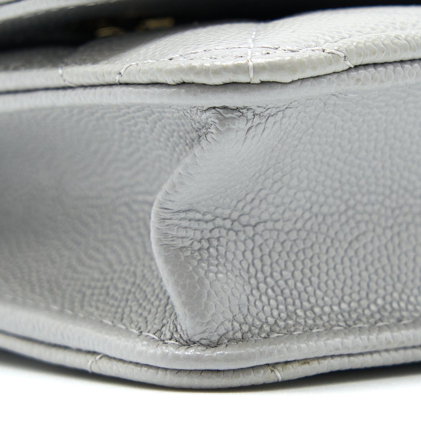 Chanel Classic Wallet on Chain Caviar Light Grey LGHW (Microchip)