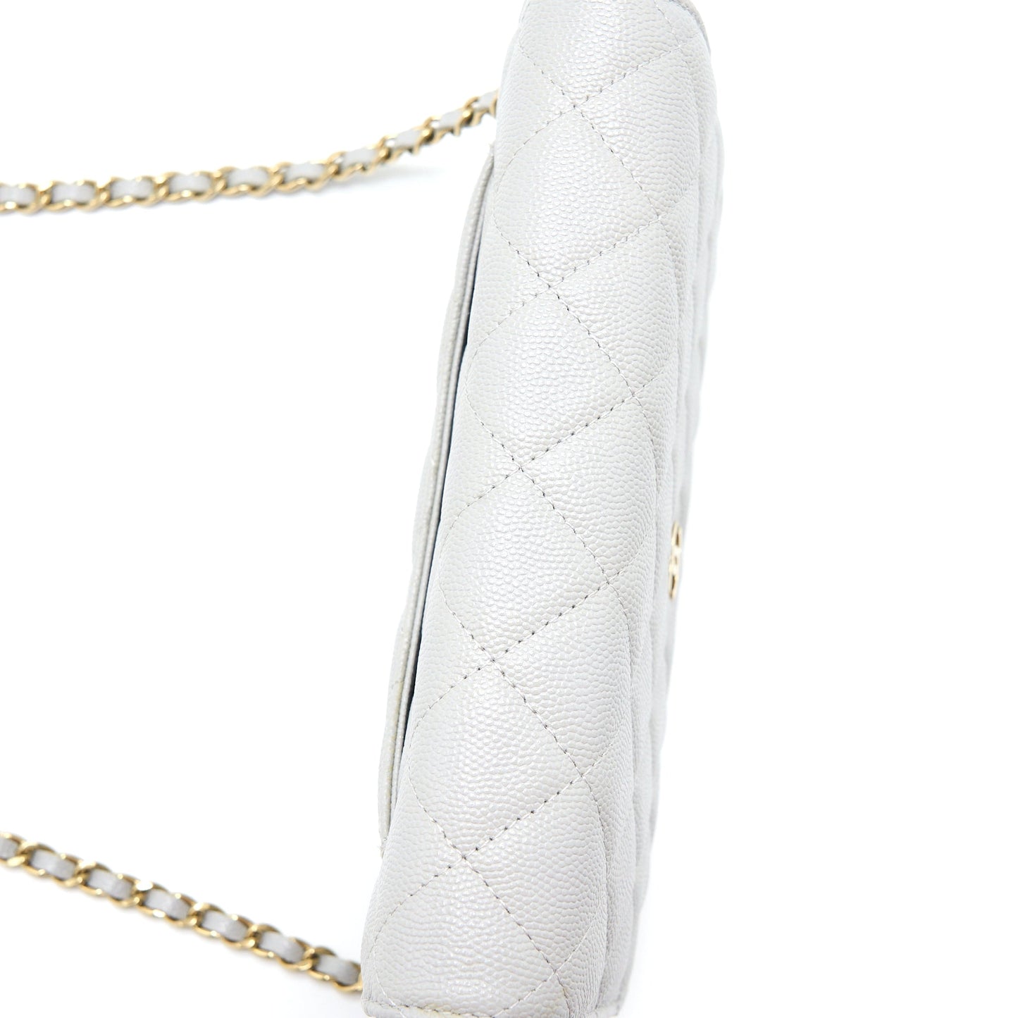 Chanel Classic Wallet on Chain Caviar Light Grey LGHW (Microchip)