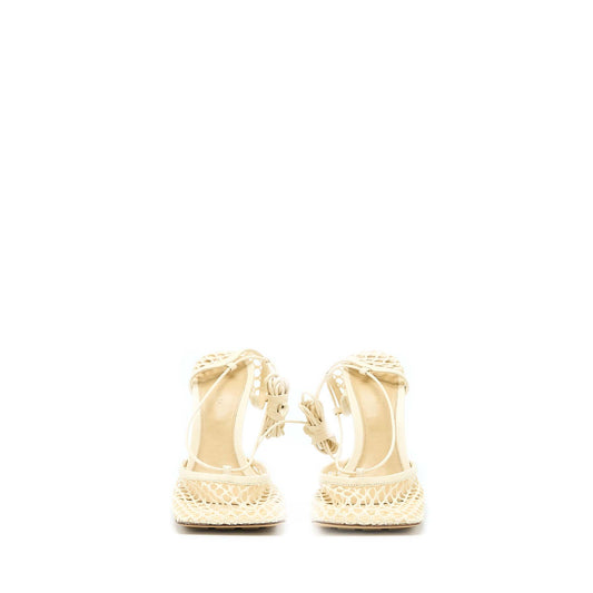 Bottega Veneta Size 39 Stretch Lace-up Sandals Lambskin White