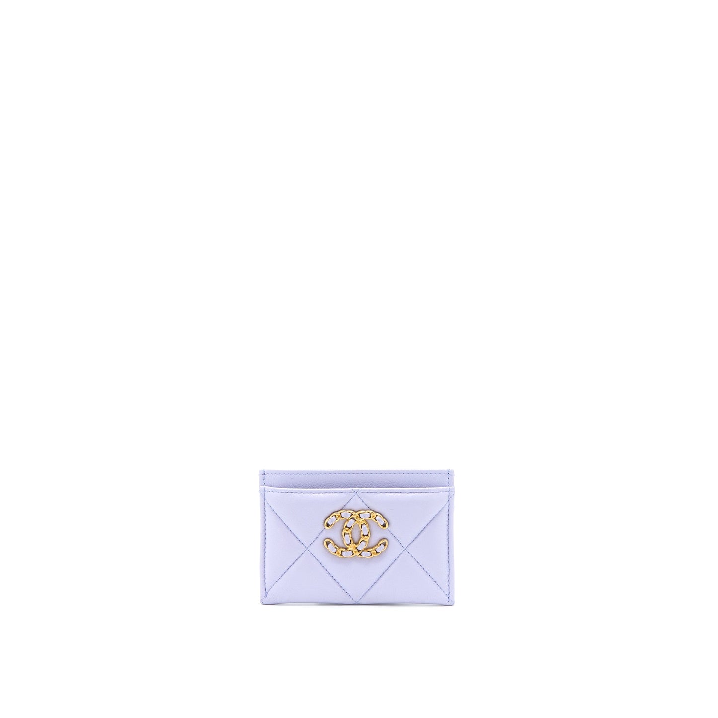 Chanel 19 Card Holder Lambskin Light Purple GHW