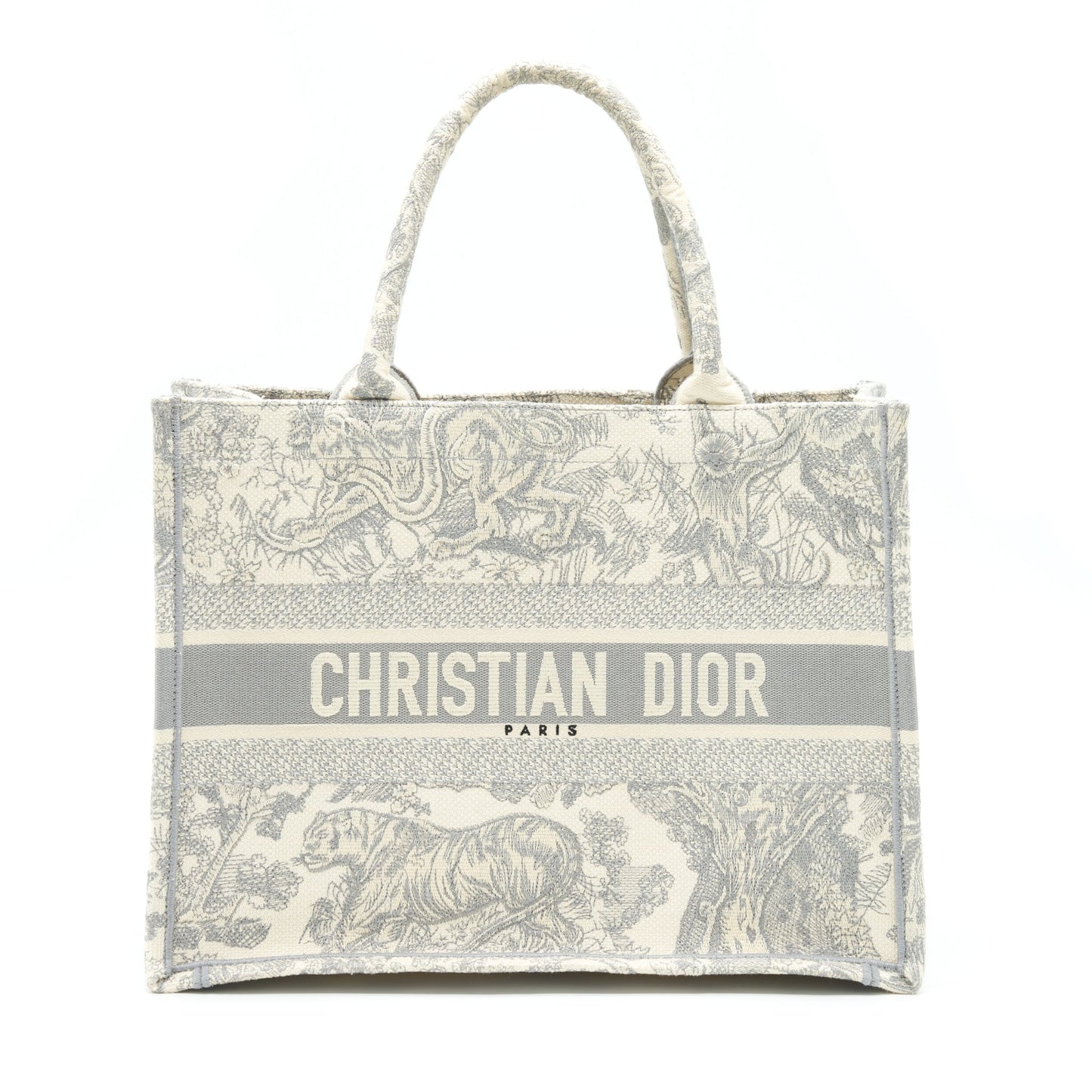 Luxury Dior Medium Luxury Dior Book Tote Grey Toile De Jouy Embroidery
