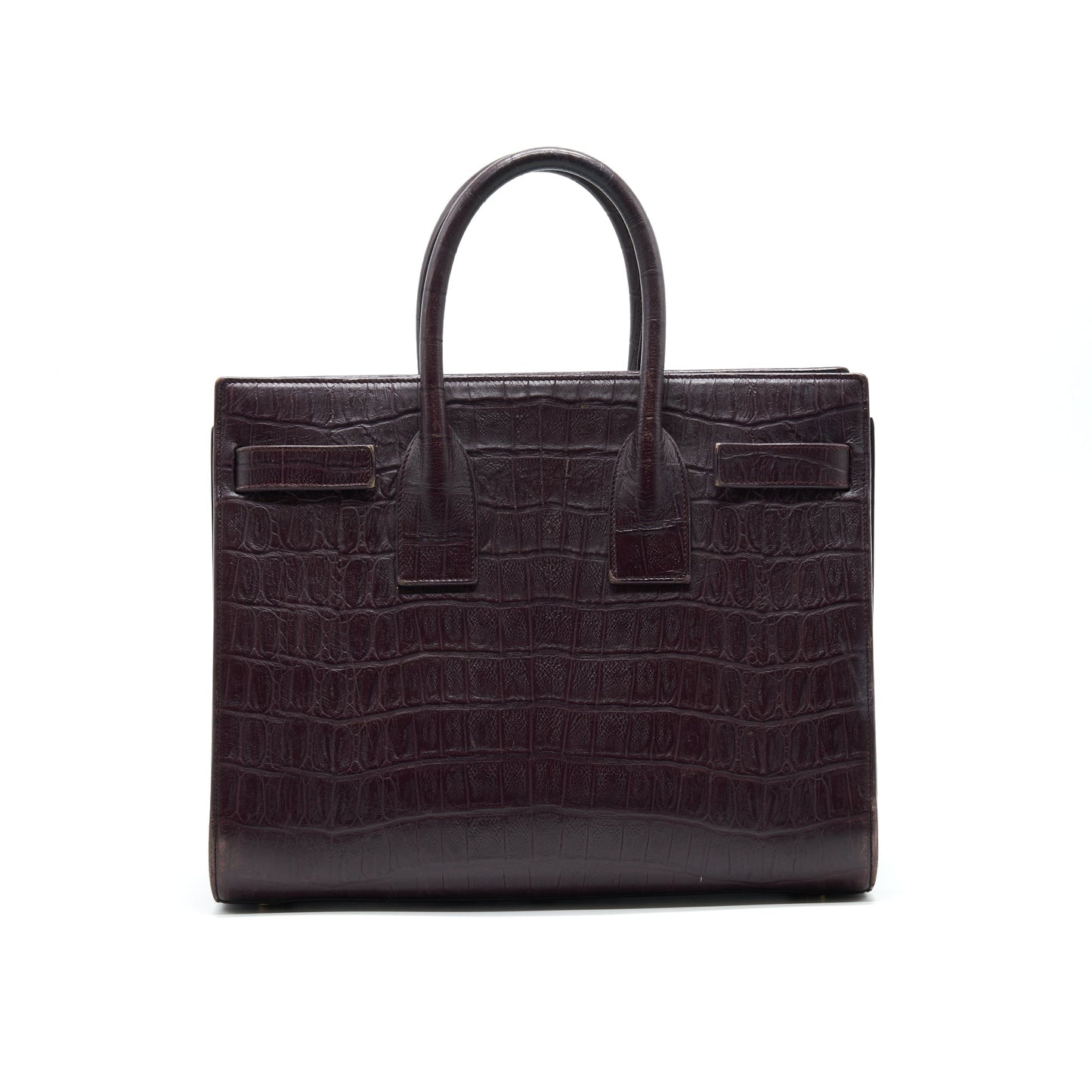 SAINT LAURENT/ YSL CLASSIC SAC DE JOUR IN CROCODILE EMBOSSED BURGUNDY