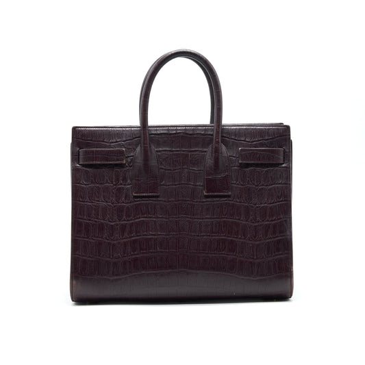 SAINT LAURENT/ YSL CLASSIC SAC DE JOUR IN CROCODILE EMBOSSED BURGUNDY