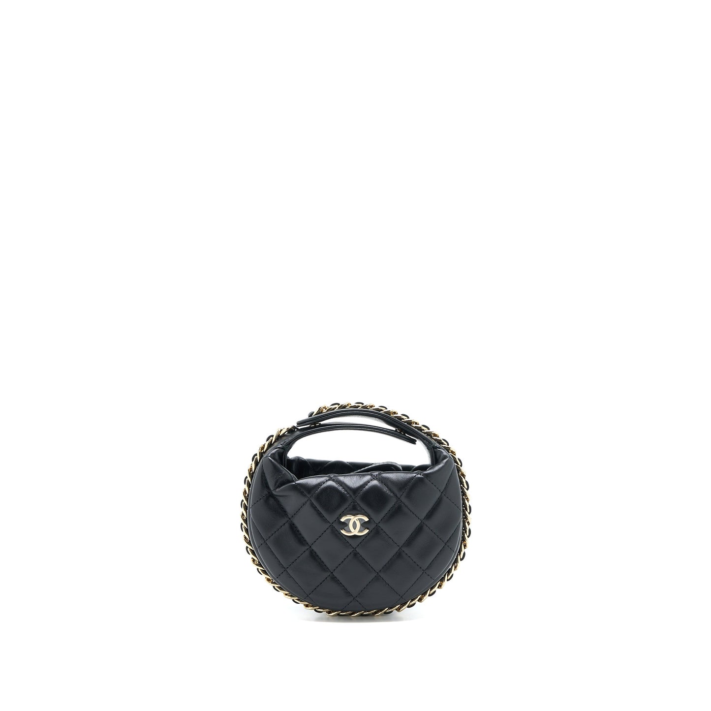Chanel 23C Round Clutch Lambskin Black LGHW (Microchip)