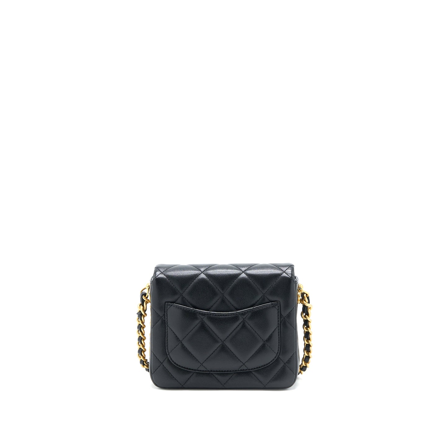 Chanel 21B Seasonal Quilted Square Flap Bag Lambskin Black Brushed GHW (Microchip)