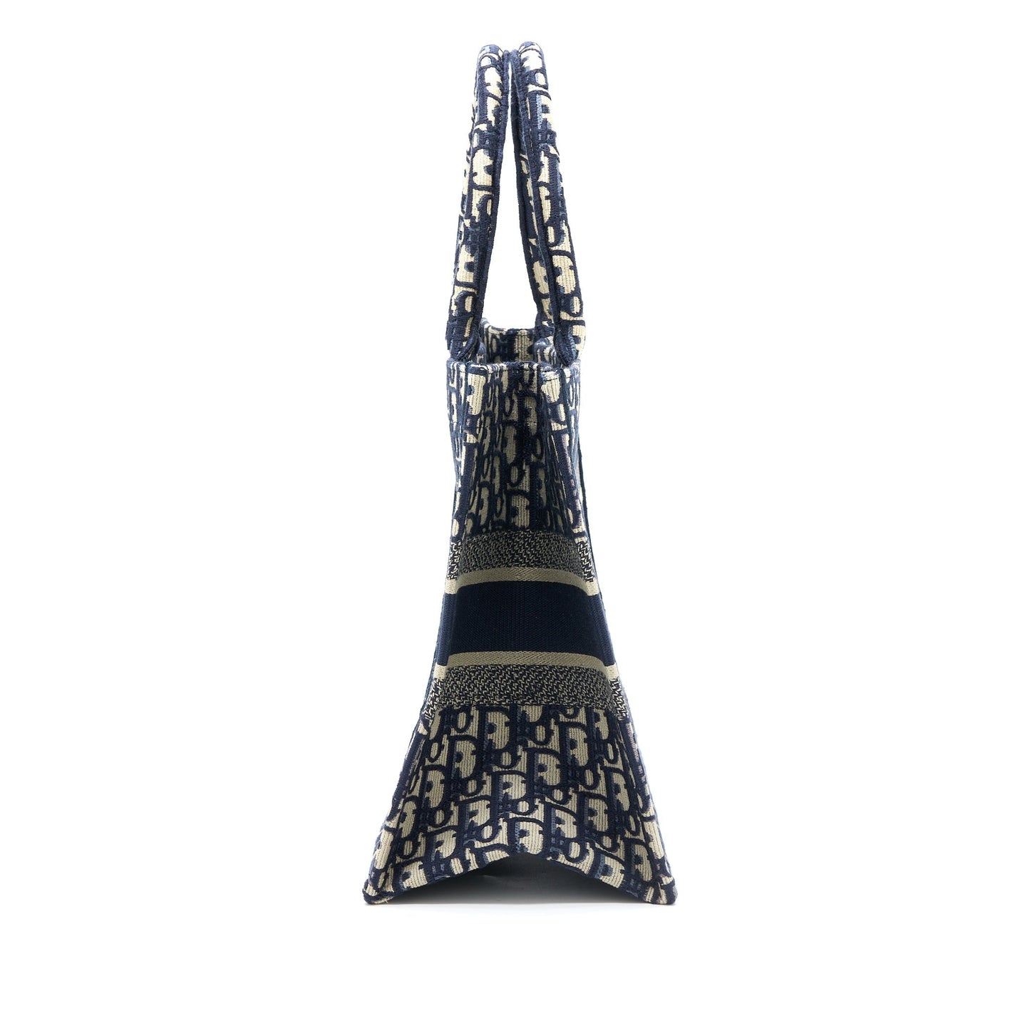 Luxury Dior Medium Book Tote Blue Oblique Embroidery