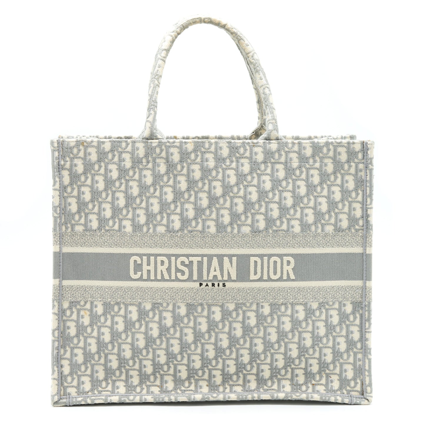 Luxury Dior Large Luxury Dior Book Tote Grey Oblique Embroidery