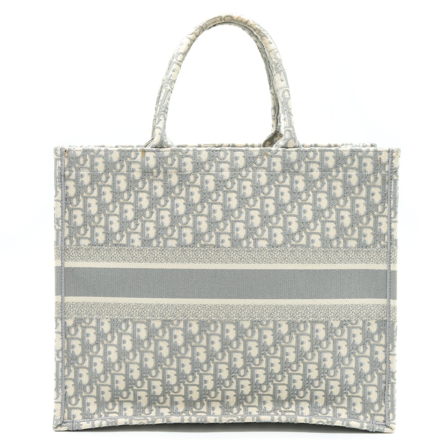 Luxury Dior Large Luxury Dior Book Tote Grey Oblique Embroidery