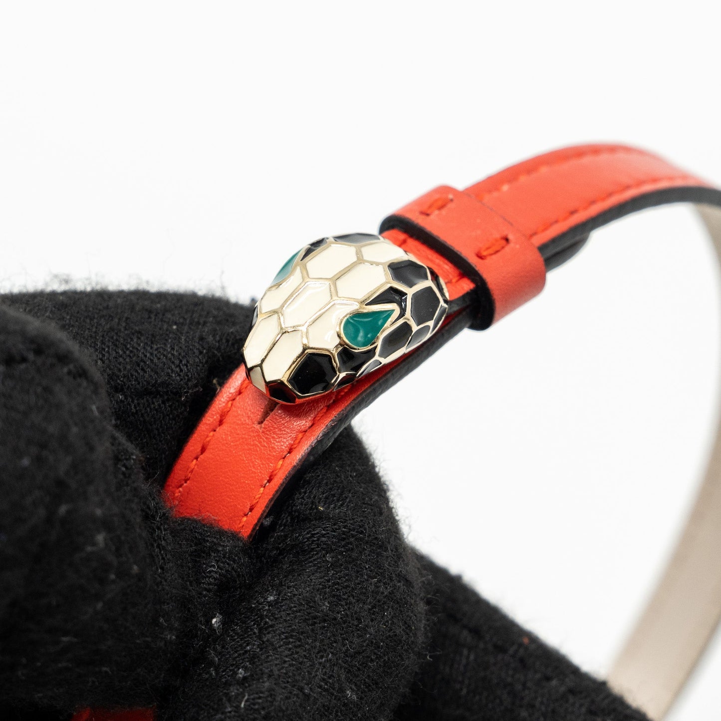 Bvlgari Size S Serpenti Forever Bracelet Leather Red LGHW
