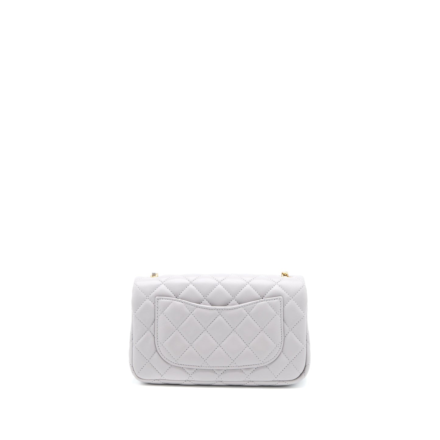 Chanel Pearl Crush Mini Rectangular Flap Bag Lambskin Light Grey GHW (Microchip)