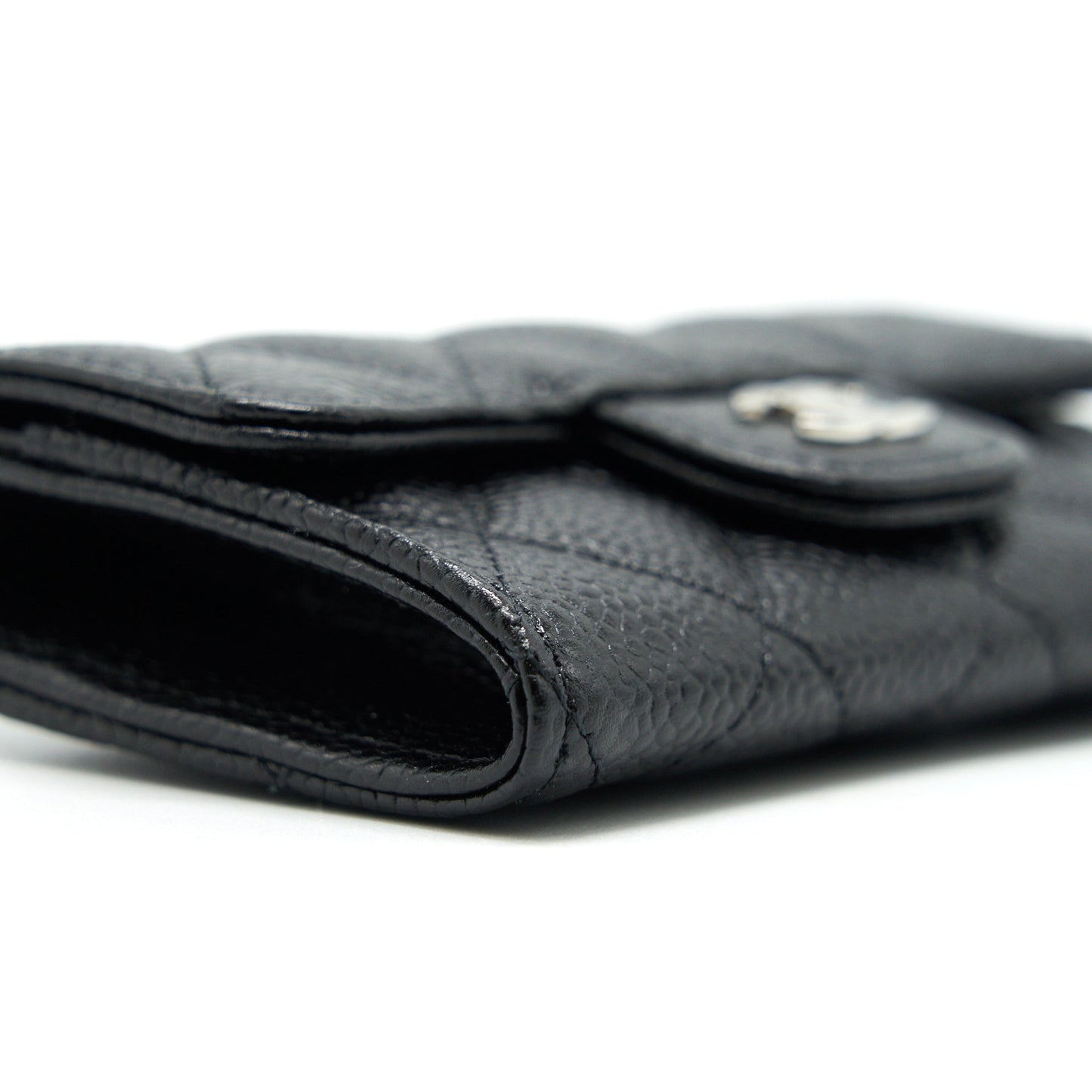 CHANEL Classic Card Holder Grained Calfskin SHW Black