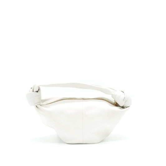 Bottega Veneta Double Knot Leather Shoulder Bag White
