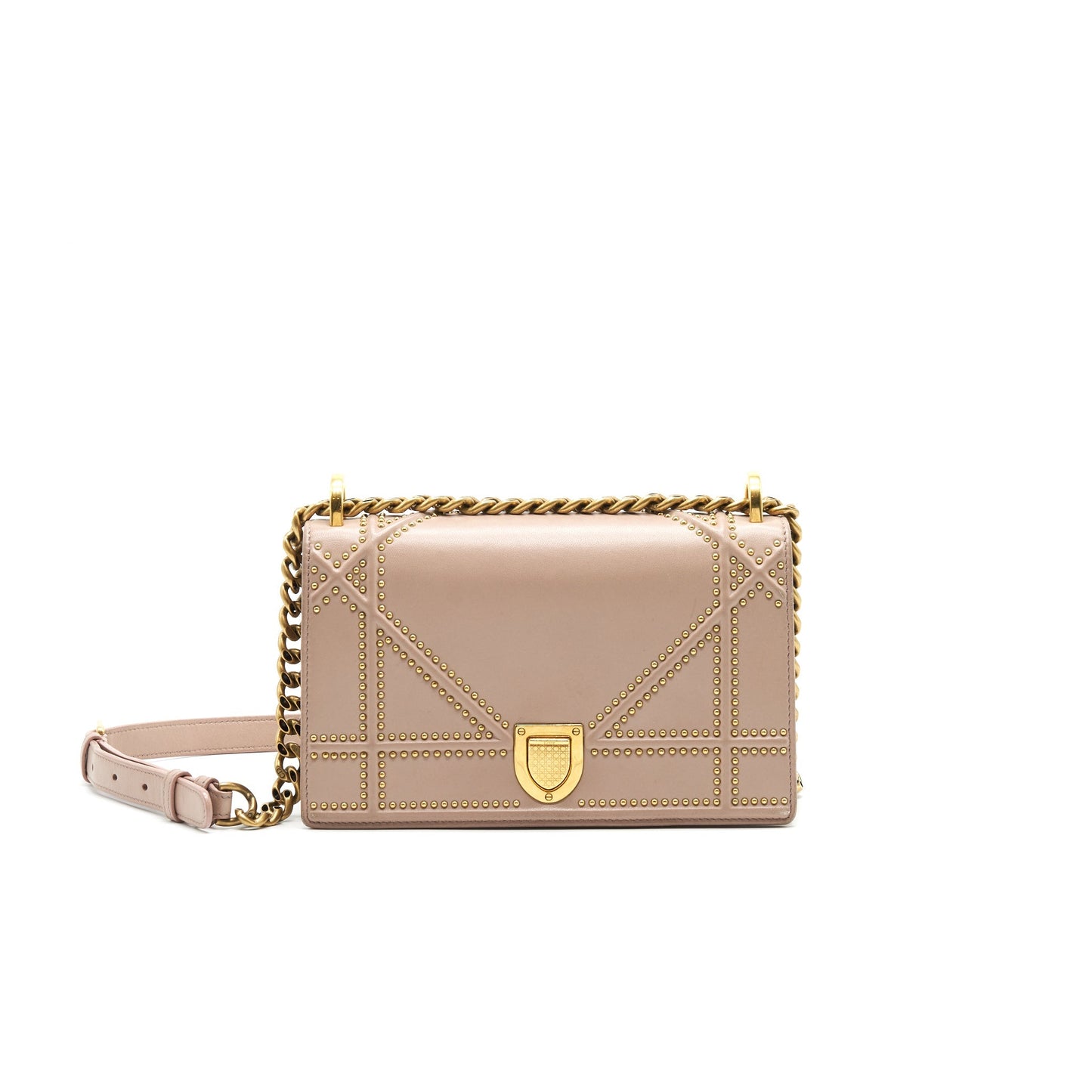 Luxury Dior Small Studded Luxury Diorama Beige GHW