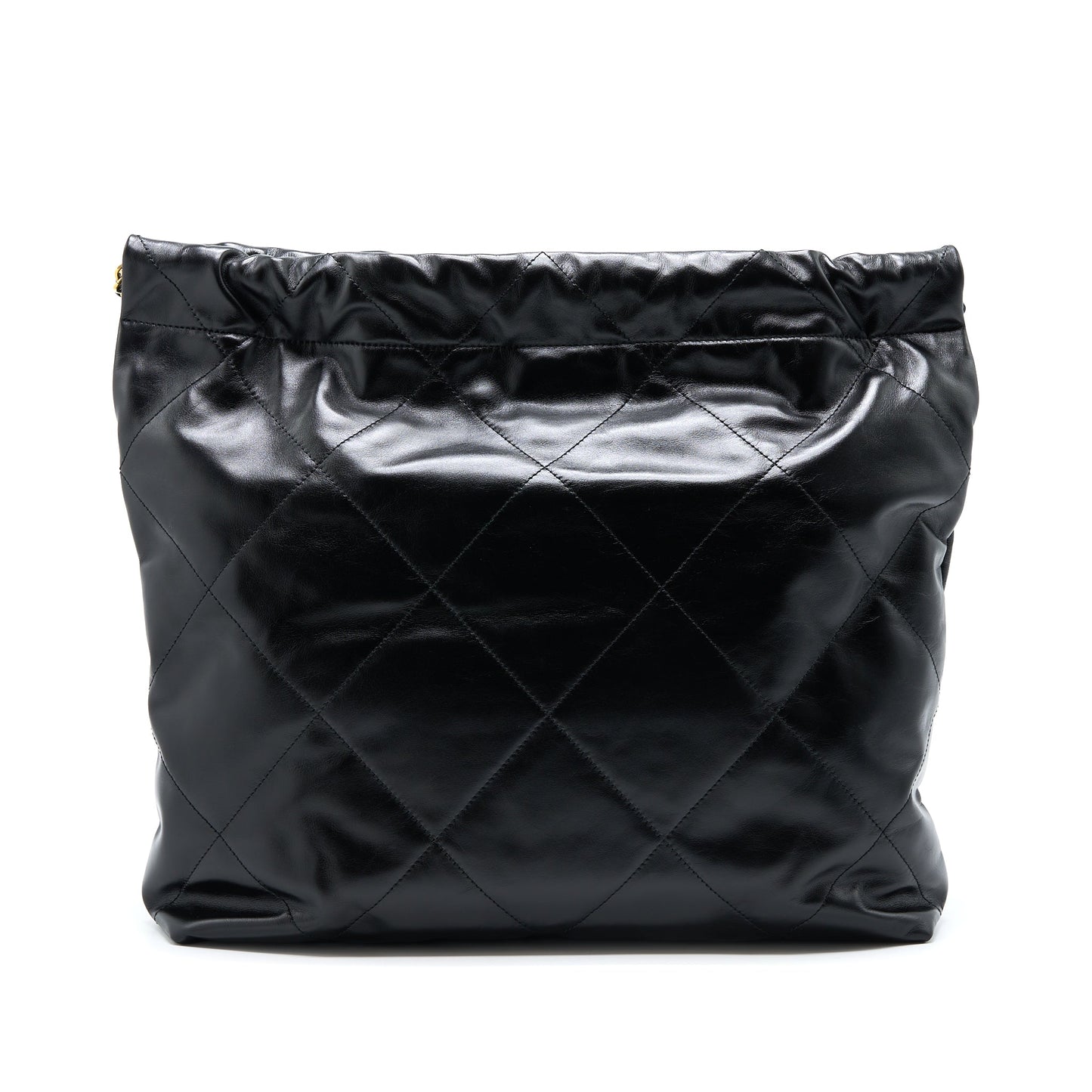 Chanel Medium 22 Bag Gold Letter Shiny Calfskin Black Brushed GHW(Microchip)