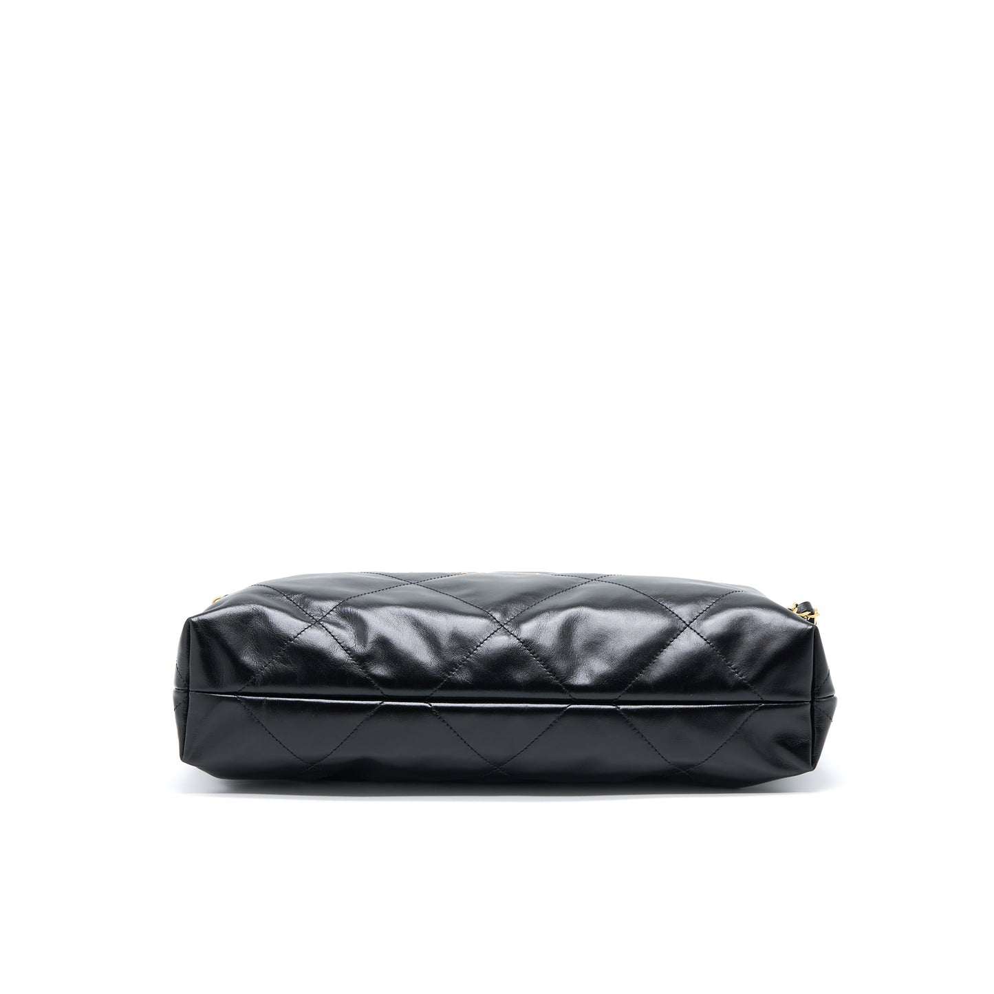 Chanel Medium 22 Bag Gold Letter Shiny Calfskin Black Brushed GHW(Microchip)