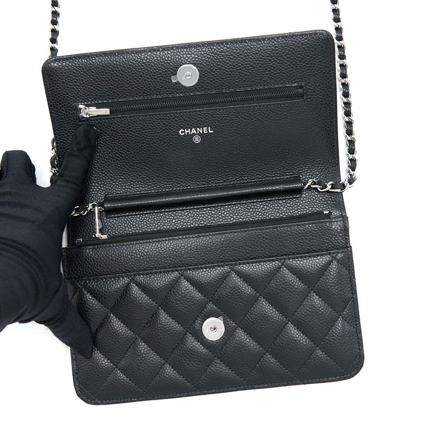 Chanel Classic Wallet On Chain Caviar Black SHW (Microchip)
