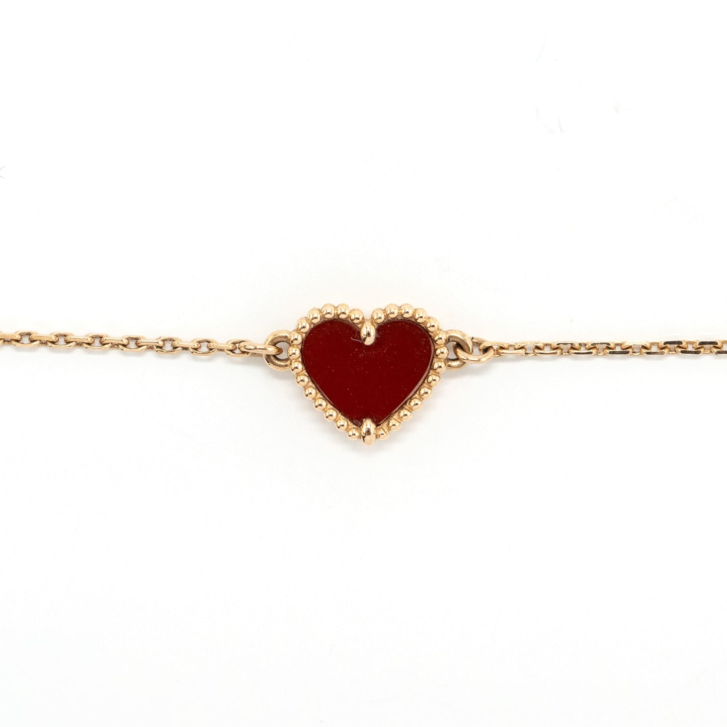Van Cleef & Arpels Sweet Alhambra Heart Bracelet Carnelian Rose Gold