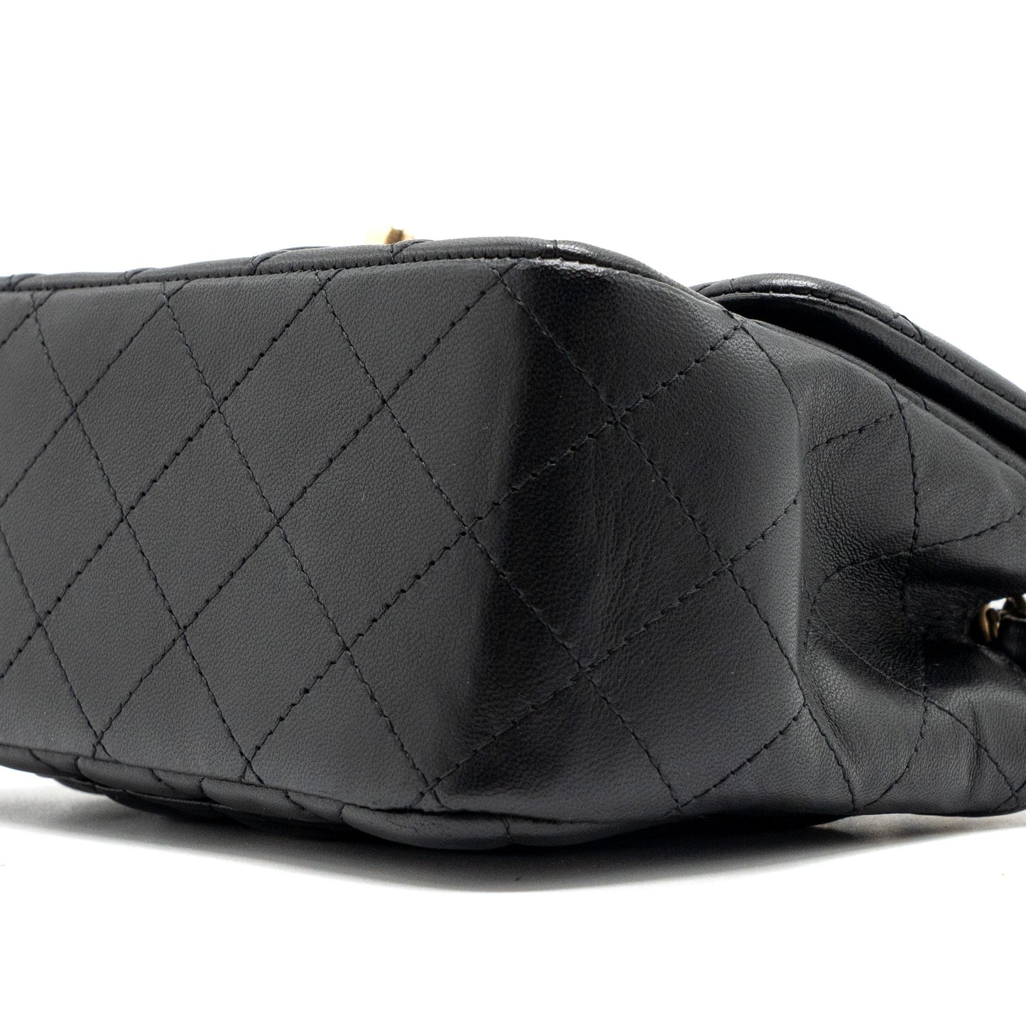 Chanel Classic Mini Square Flap Bag Lambskin Black Brushed GHW