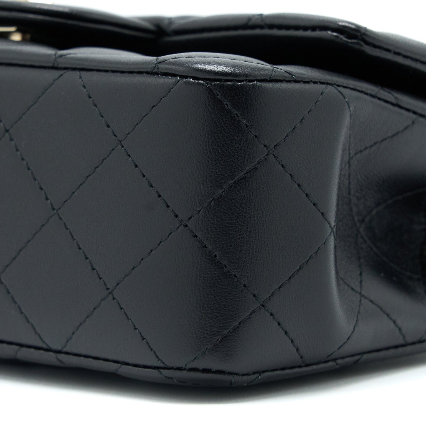 Chanel Top Handle Mini Rectangular Flap Bag Lambskin Black LGHW (Microchip)